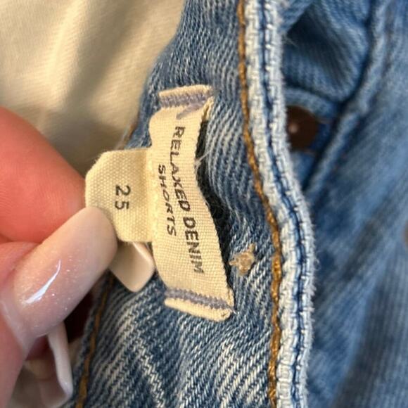 Abercrombie & Fitch relaxed denim shorts cutoff denim distressed SZ 25" - Picture 3 of 6